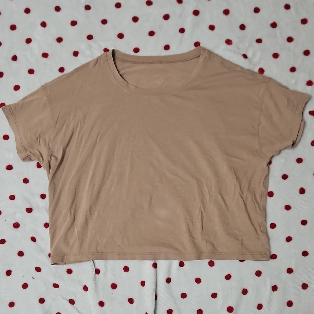 Lululemon Athletica Tan Boxy Crop T-Shirt